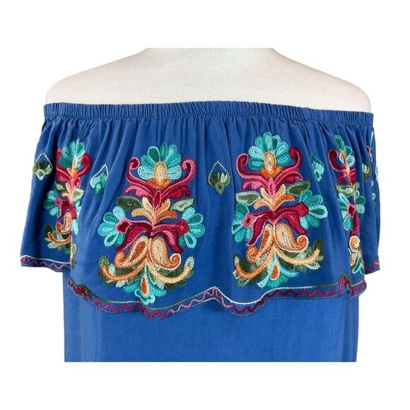 Surf Gypsy Colorful Floral Embroidered Off-The-Shoulder Dress/Swim Cover Up Med - Picture 3 of 10